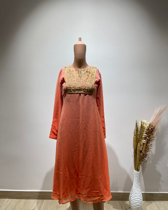 Women Embroidered Round-Neck A- lineKurta - XS inch