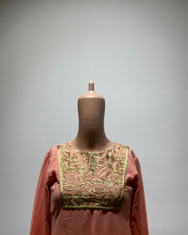 Women Embroidered Round-Neck A- lineKurta - XS inch