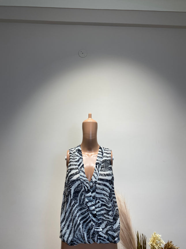 H&M Women's Regular Fit Black And White Top - M Size