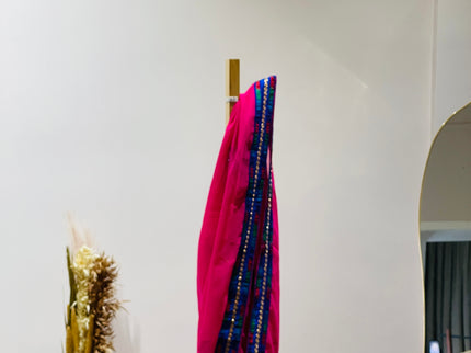 Women's Traditional woven Saree Rani Pink