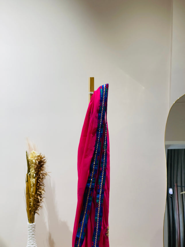 Women's Traditional woven Saree Rani Pink