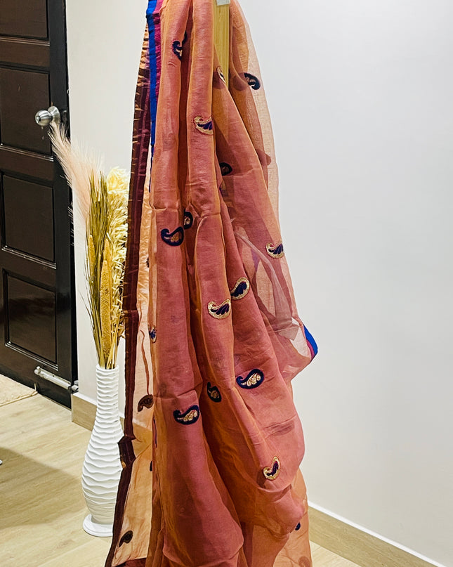 Embroidered Bollywood Art Silk Saree  (Orange)