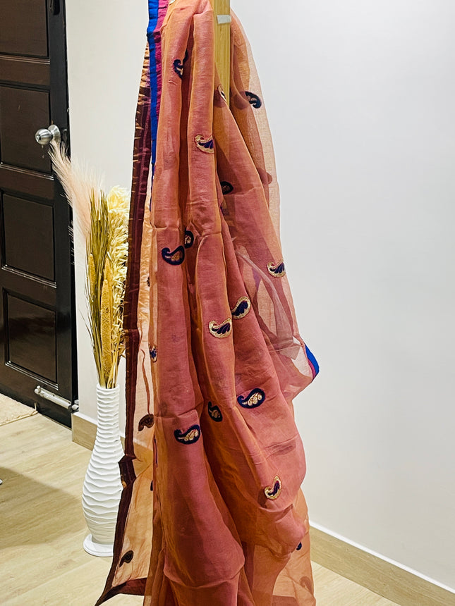 Embroidered Bollywood Art Silk Saree  (Orange)
