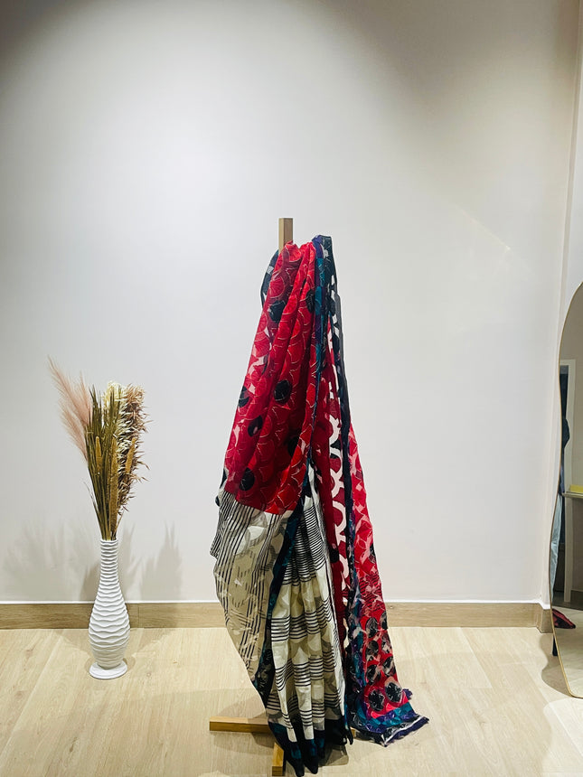 Women's Warli Print Georgette saree