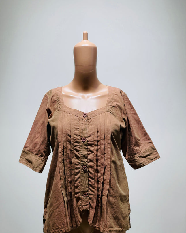 Women's  Pleated Regular Fit Top -L  Size
