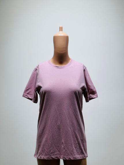 Women's Solid Round Neck Cotton Blend Purple T-Shirt - XS Size