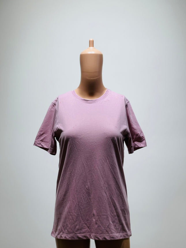 Women's Solid Round Neck Cotton Blend Purple T-Shirt - XS Size