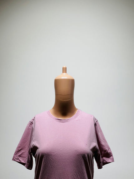 Women's Solid Round Neck Cotton Blend Purple T-Shirt - XS Size