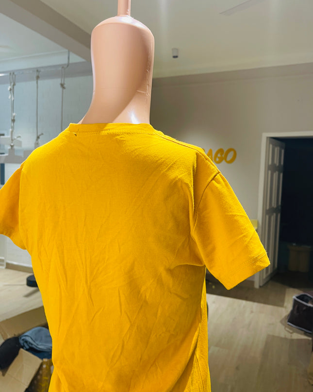 Women's Graphic Print Round Neck Pure Cotton Yellow T-Shirt - S Size