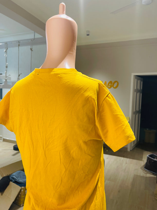 Women's Graphic Print Round Neck Pure Cotton Yellow T-Shirt - S Size