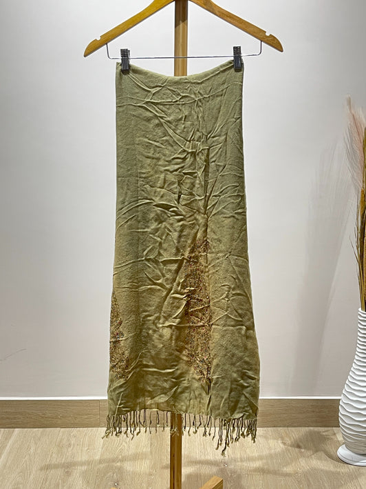 Womens Brown and Golden Shawl with Work