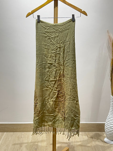 Women Embroidered Round-Neck A- line Kurta With Shawl - XS Size