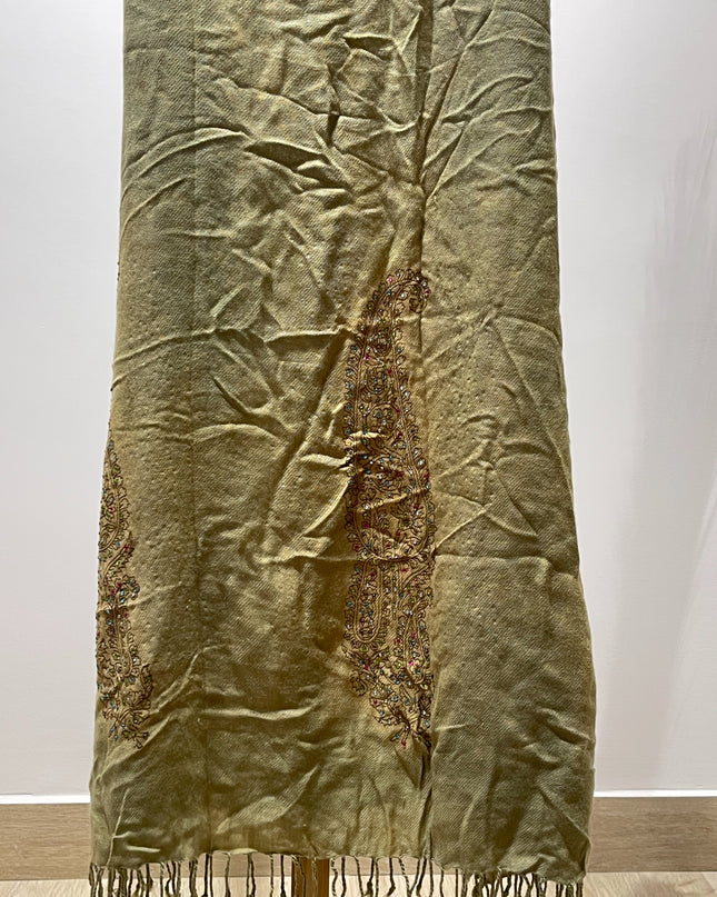 Womens Brown and Golden Shawl with Work