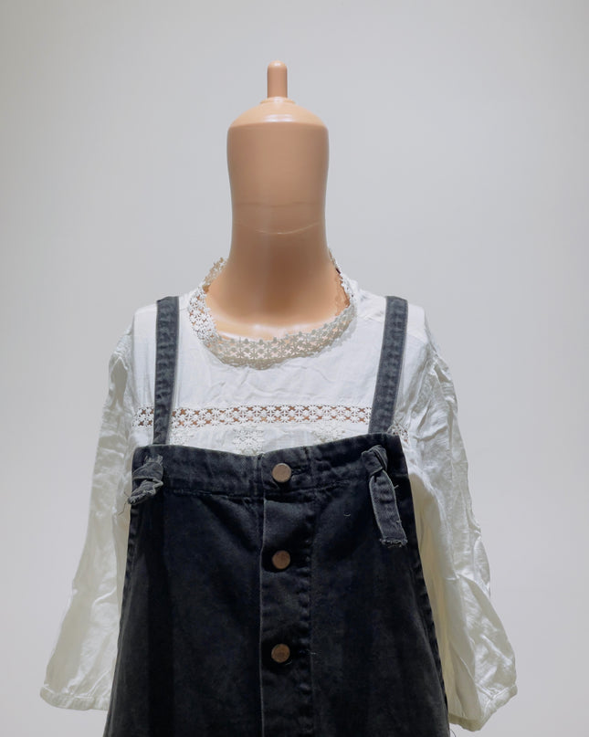 MNG Women's Regular Denim Black Dungaree - M Size