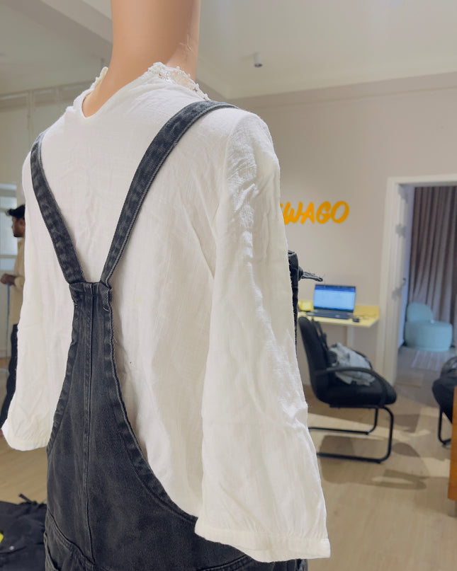 Women's Regular Denim Black Dungaree - M Size