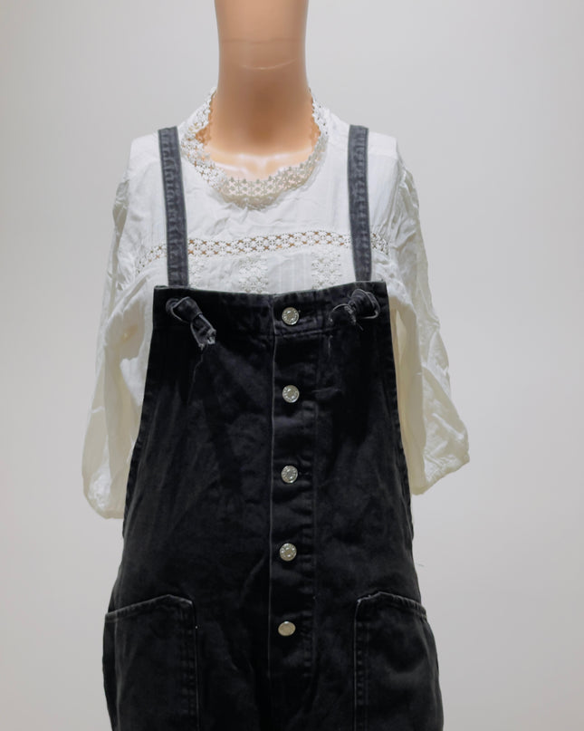 Women's Regular Denim Black Dungaree - M Size