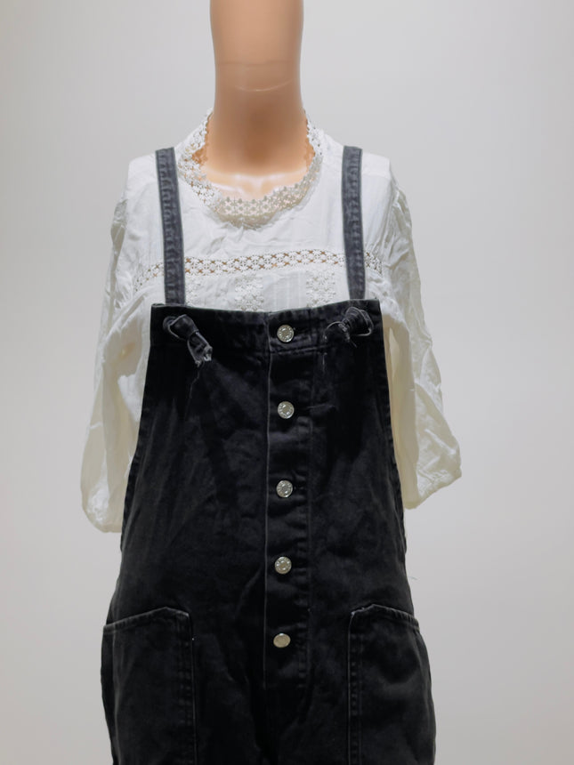 Women's Regular Denim Black Dungaree - M Size