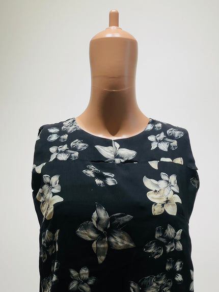LA FILLE Women's  Regular Sleeveless Print Black Tops -  M Size