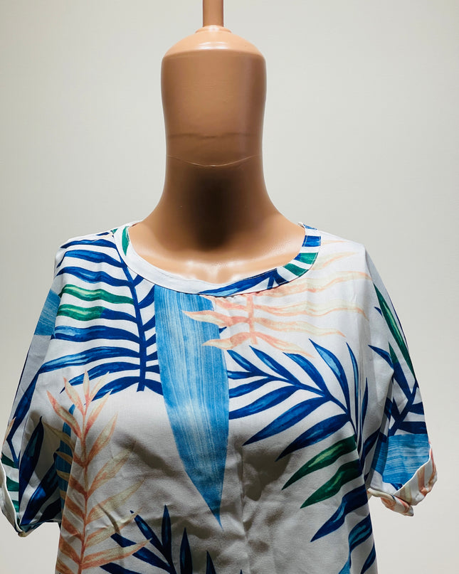 EVALAXY Women's Floral Print Peplum Top - L Size