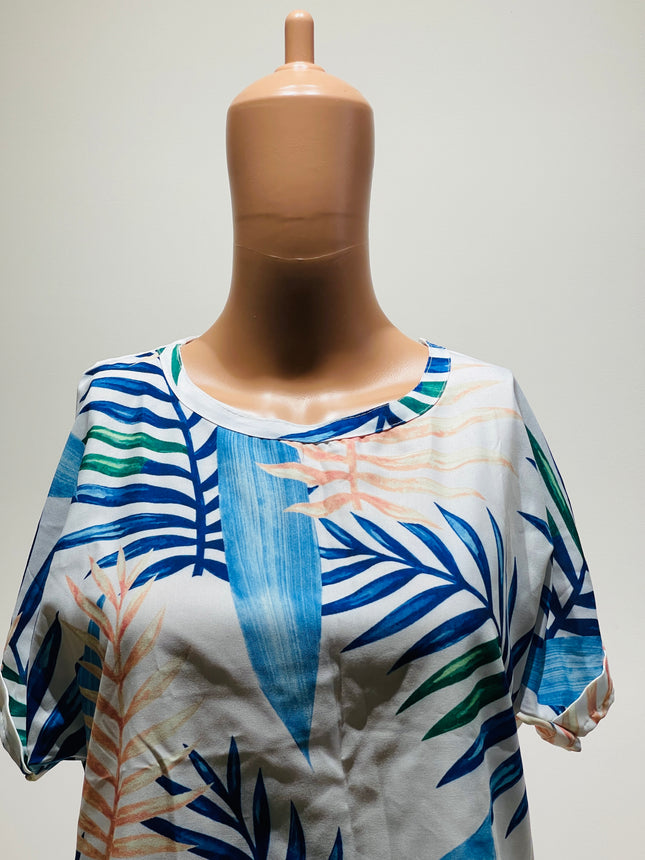 EVALAXY Women's Floral Print Peplum Top - L Size