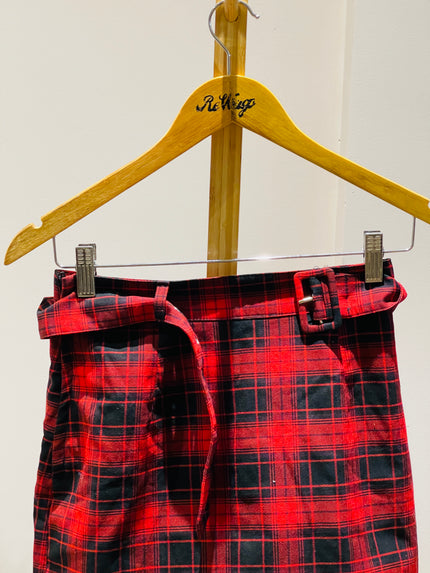 DIVIDED H&M Women's Checkered Flared Red Skirt - S Size