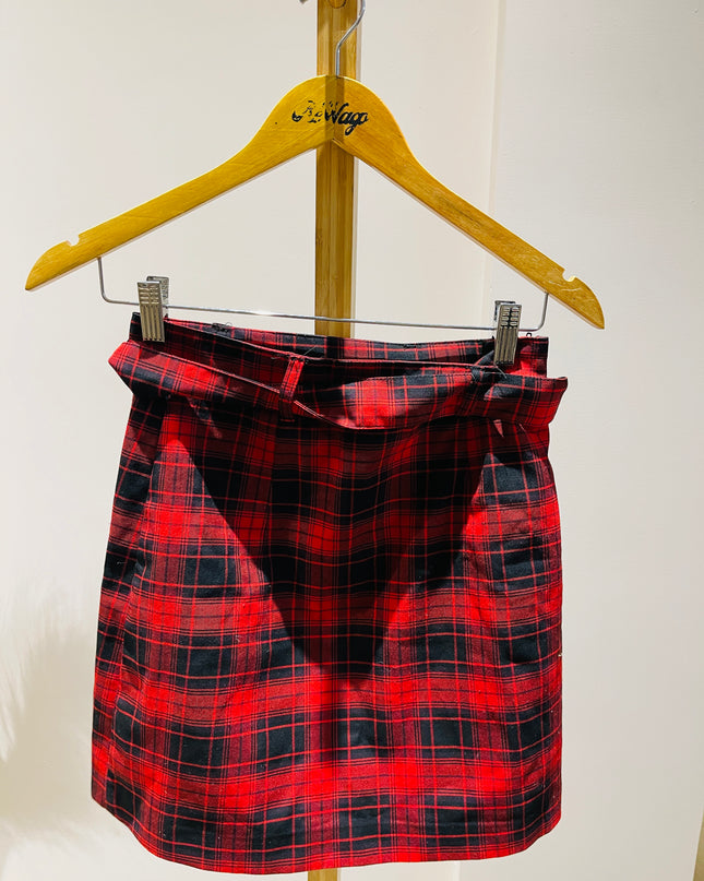 DIVIDED H&M Women's Checkered Flared Red Skirt - S Size