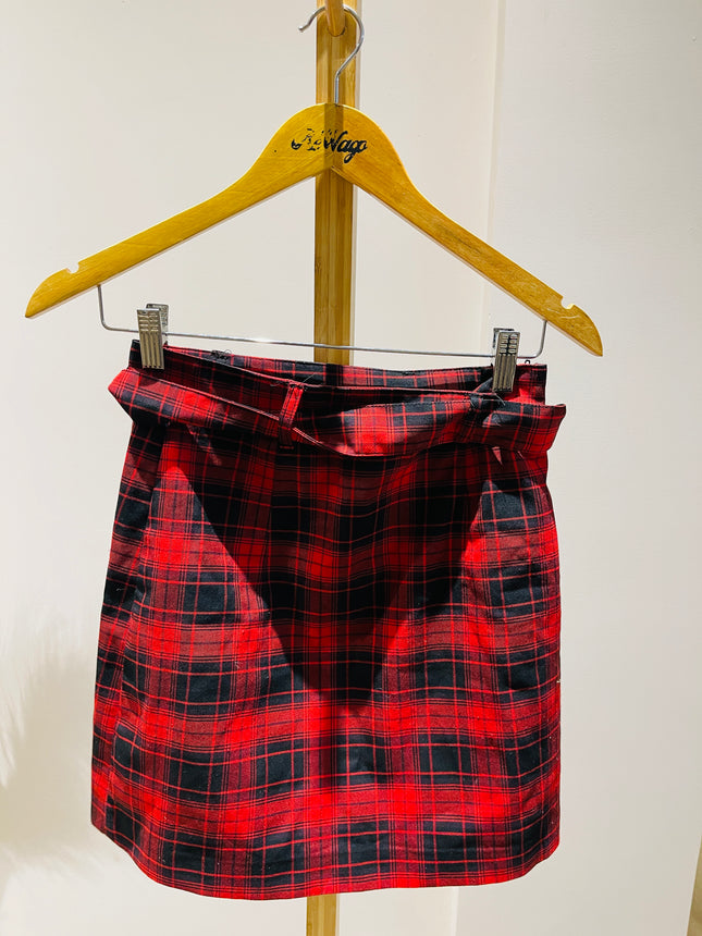 DIVIDED H&M Women's Checkered Flared Red Skirt - S Size