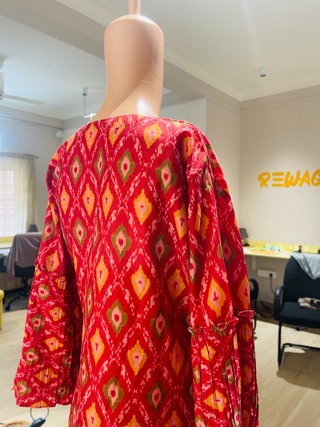 VARANGA Casual Stitched Red Kurta - M Size