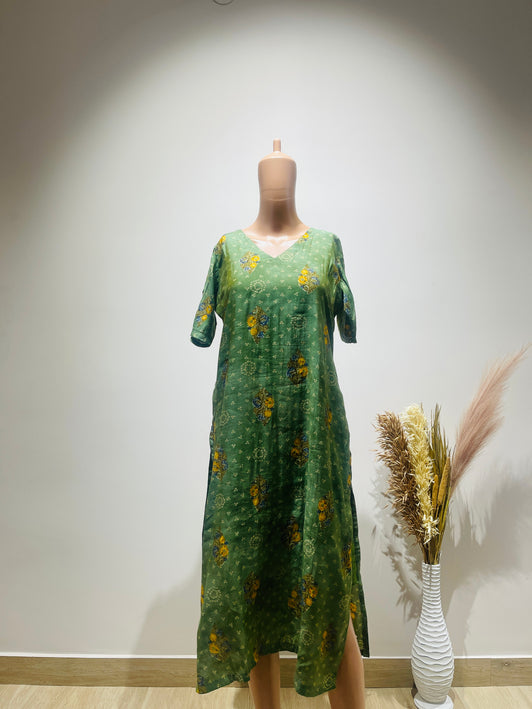 Women's Casual Green Kurta - M Size