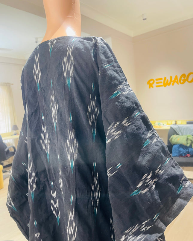 Women's Cotton Kaftan Black Maxi Dress - L Size