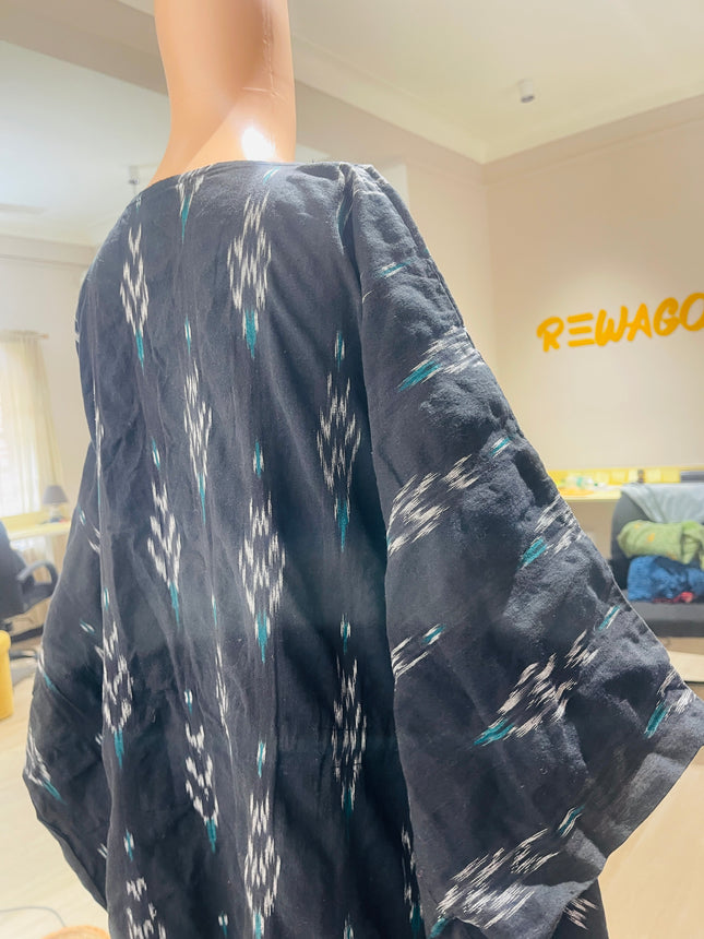 Women's Cotton Kaftan Black Maxi Dress - L Size