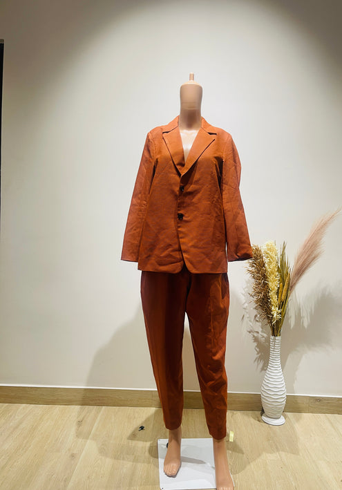 Women's High Star Shirt Chinos Orange Co-ords Set -  L Size