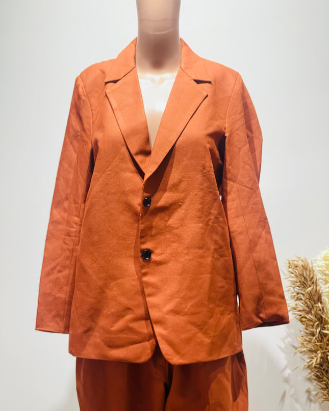 Women's High Star Shirt Chinos Orange Co-ords Set -  L Size