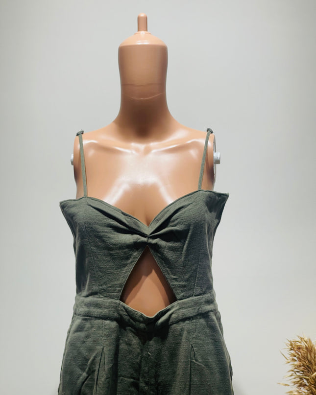 Women's Casual Green Jumpsuit - M Size