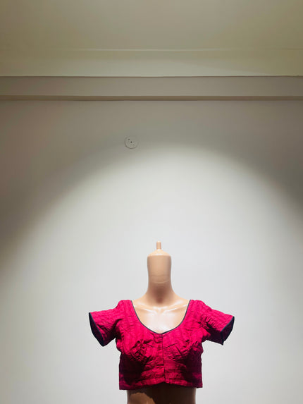 Women's V-Neck Magenta Blouse - M Size