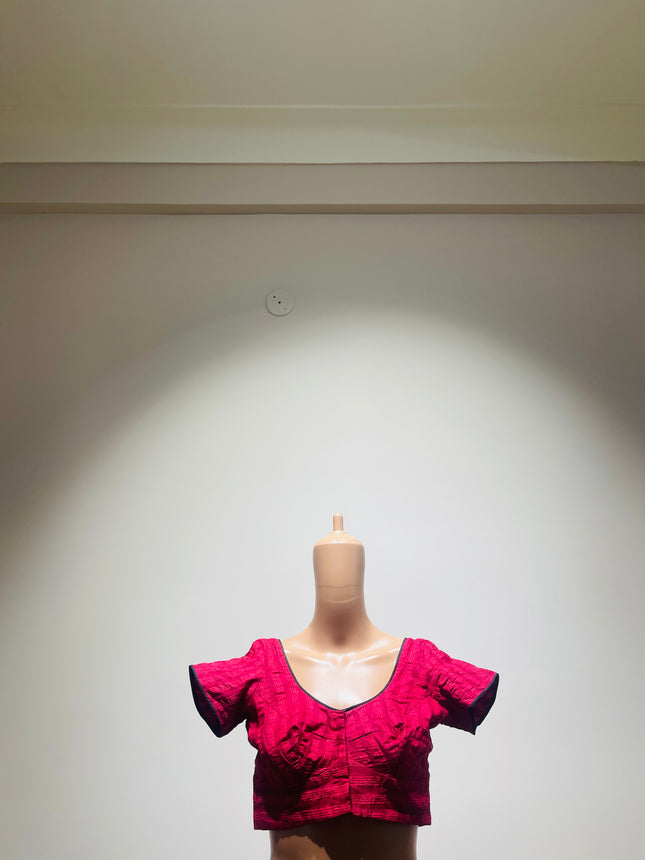Women's V-Neck Magenta Blouse - M Size