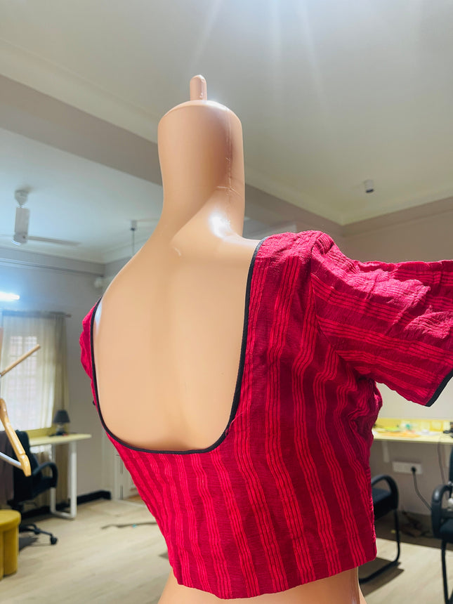Women's V-Neck Magenta Blouse - M Size