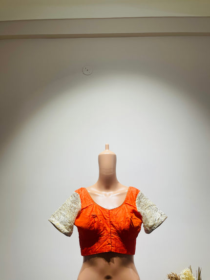 Women's U-Neck Orange Blouse -M Size