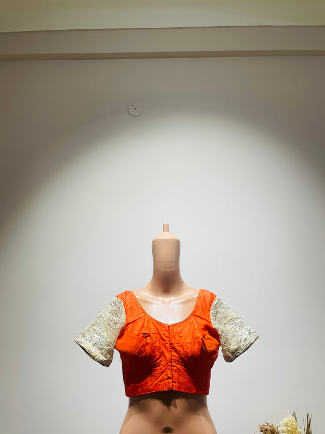Women's U-Neck Orange Blouse -M Size