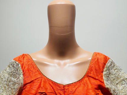 Women's U-Neck Orange Blouse -M Size