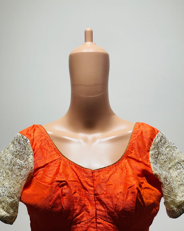 Women's U-Neck Orange Blouse -M Size