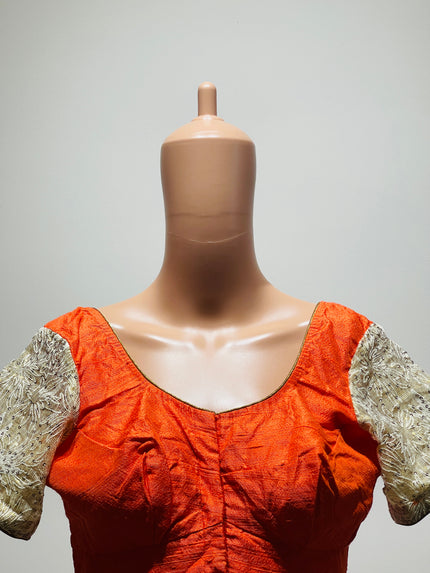 Women's U-Neck Orange Blouse -M Size