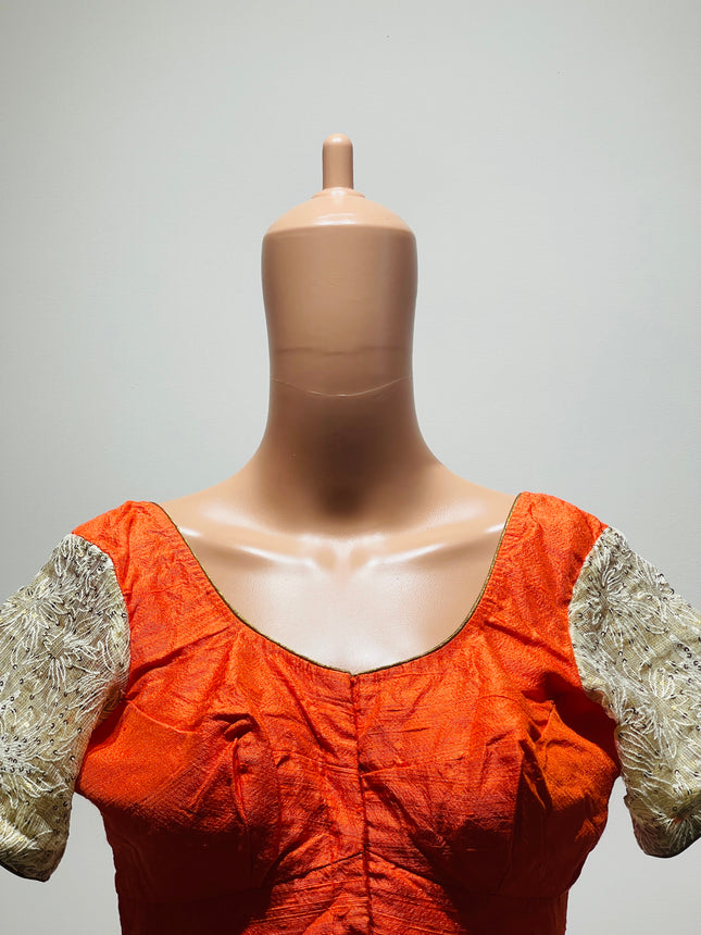 Women's U-Neck Orange Blouse -M Size