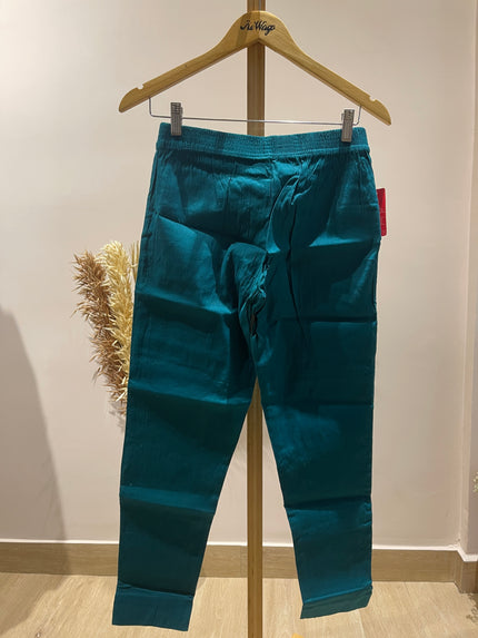 Women's Cotton Blend Green Pant - M Size