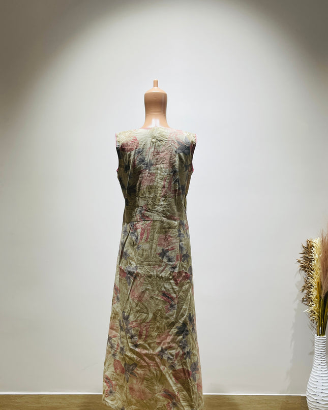 Womens Floral Printed Sleeveless Kurta - S Size