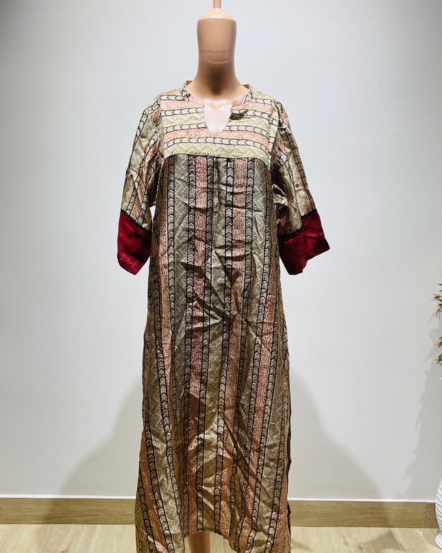Womens Golden Printed Kurta - XXXL Size