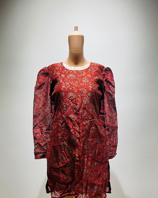 SANGISATHI Womens Brown Floral Printed Kurta - M Size