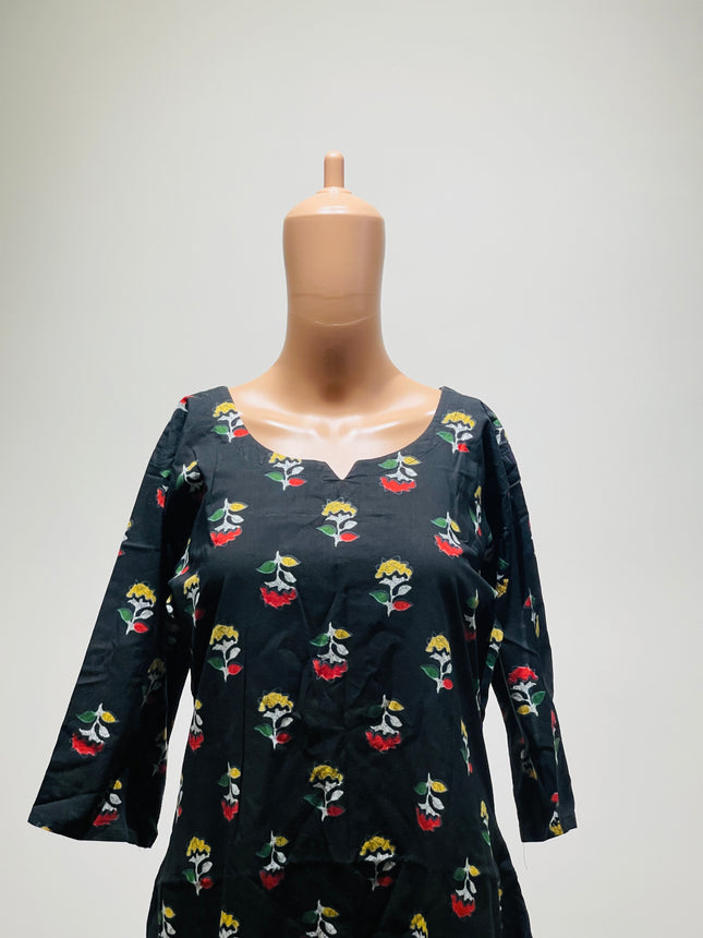 Womens Black Printed Kurta - XL Size