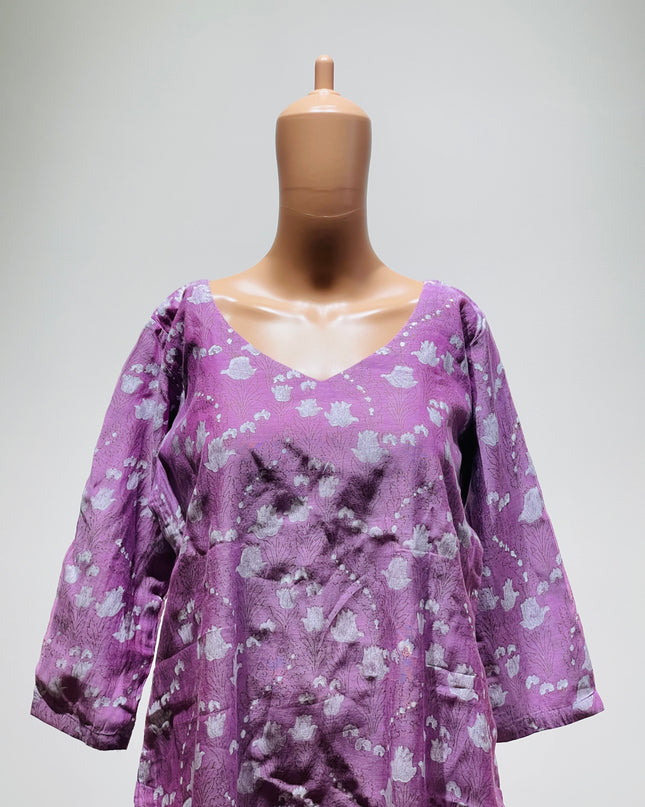 PAPAZ Womens Lavender Printed Kurta - XXL Size