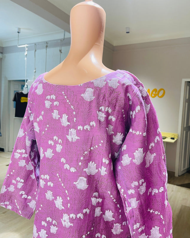 PAPAZ Womens Lavender Printed Kurta - XXL Size